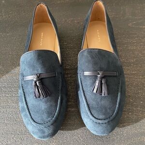 Ann Taylor Suede Tassel Loafers, Night Sky, Size 8.